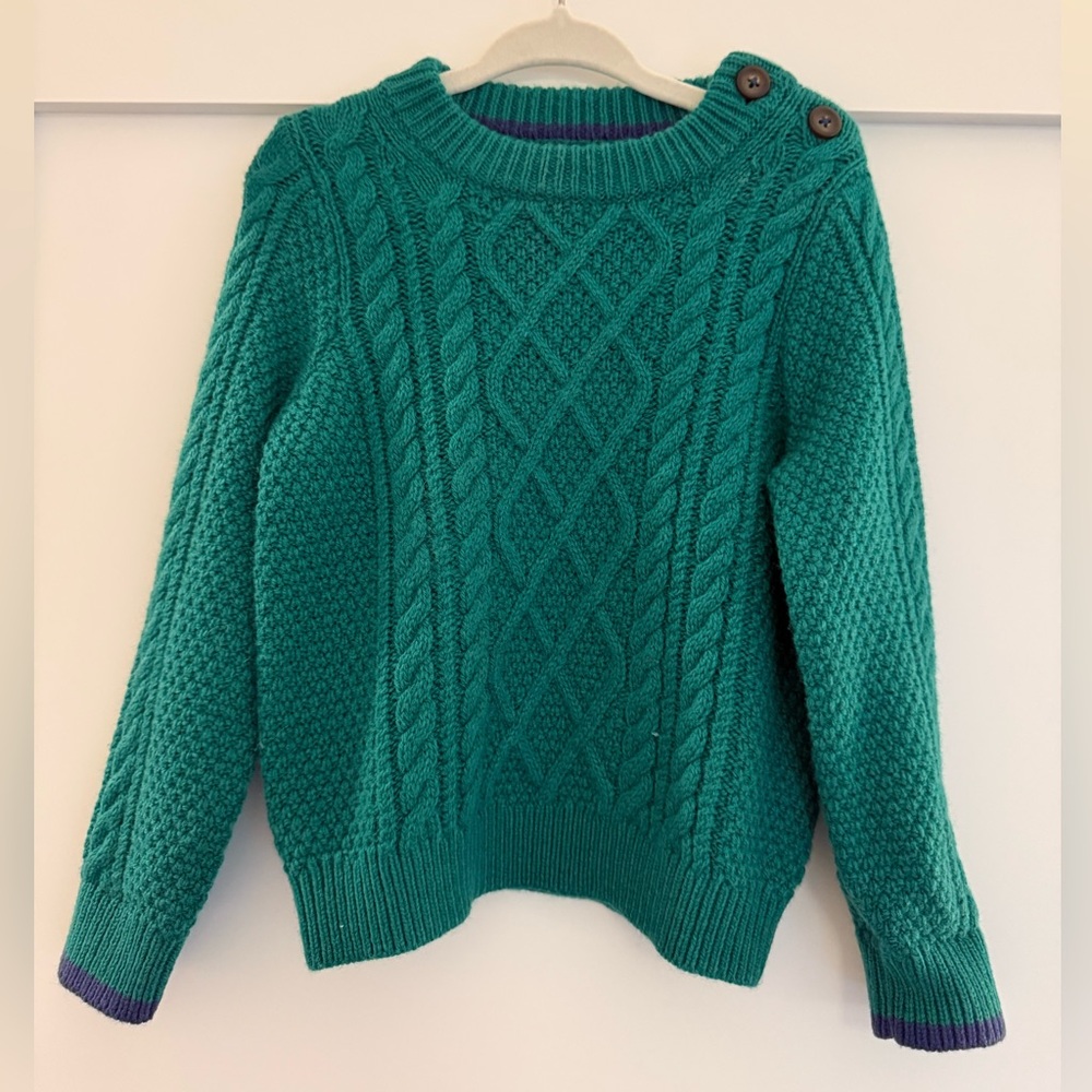 Boden 2-3Y Green Cable Knit Sweater